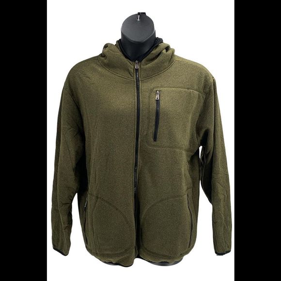 Blu Rock New York Men's Sherpa Heavyweight Fleece Hoodie Heather Green - Picture 1 of 3